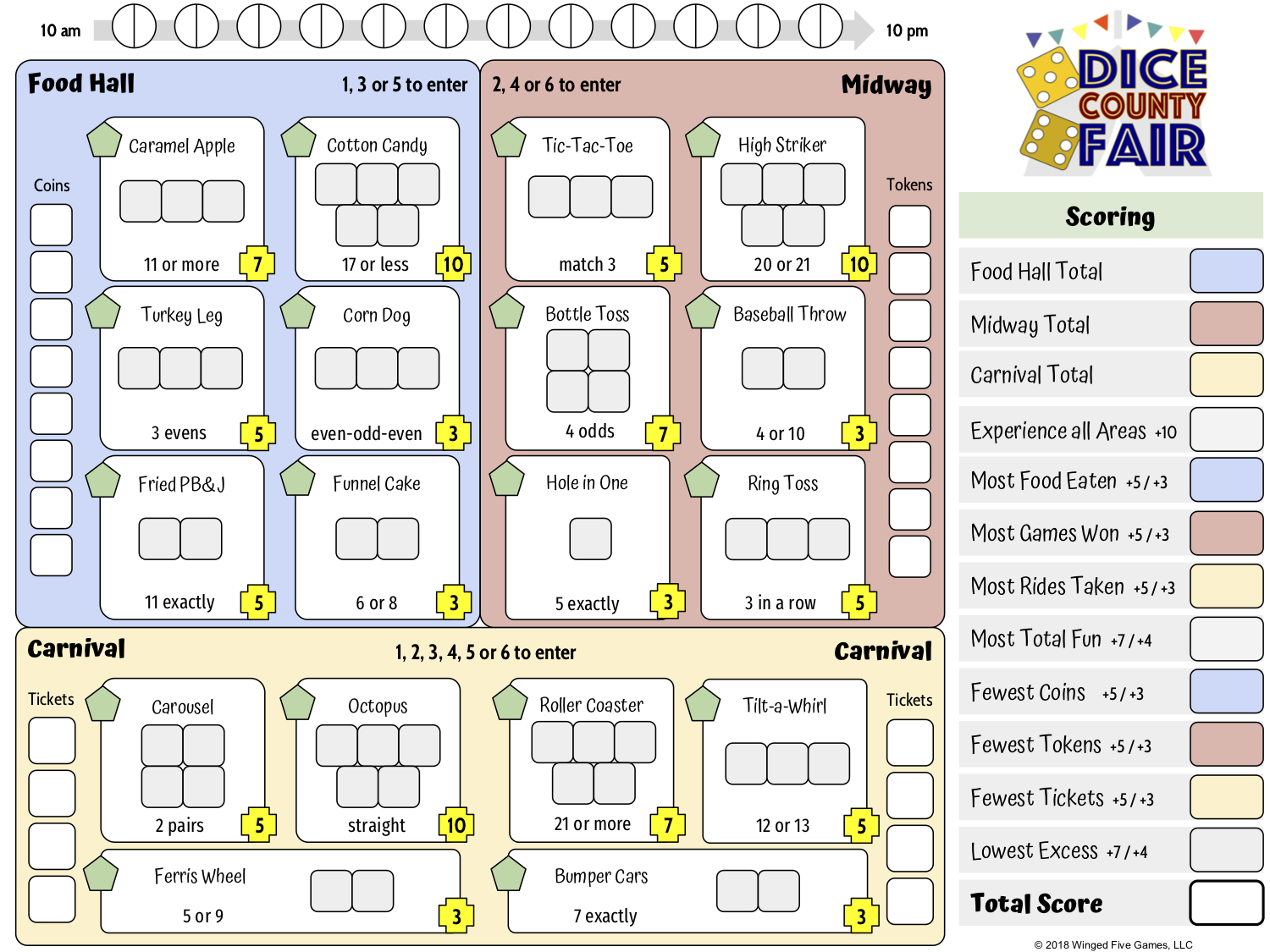 Dice County Fair game board